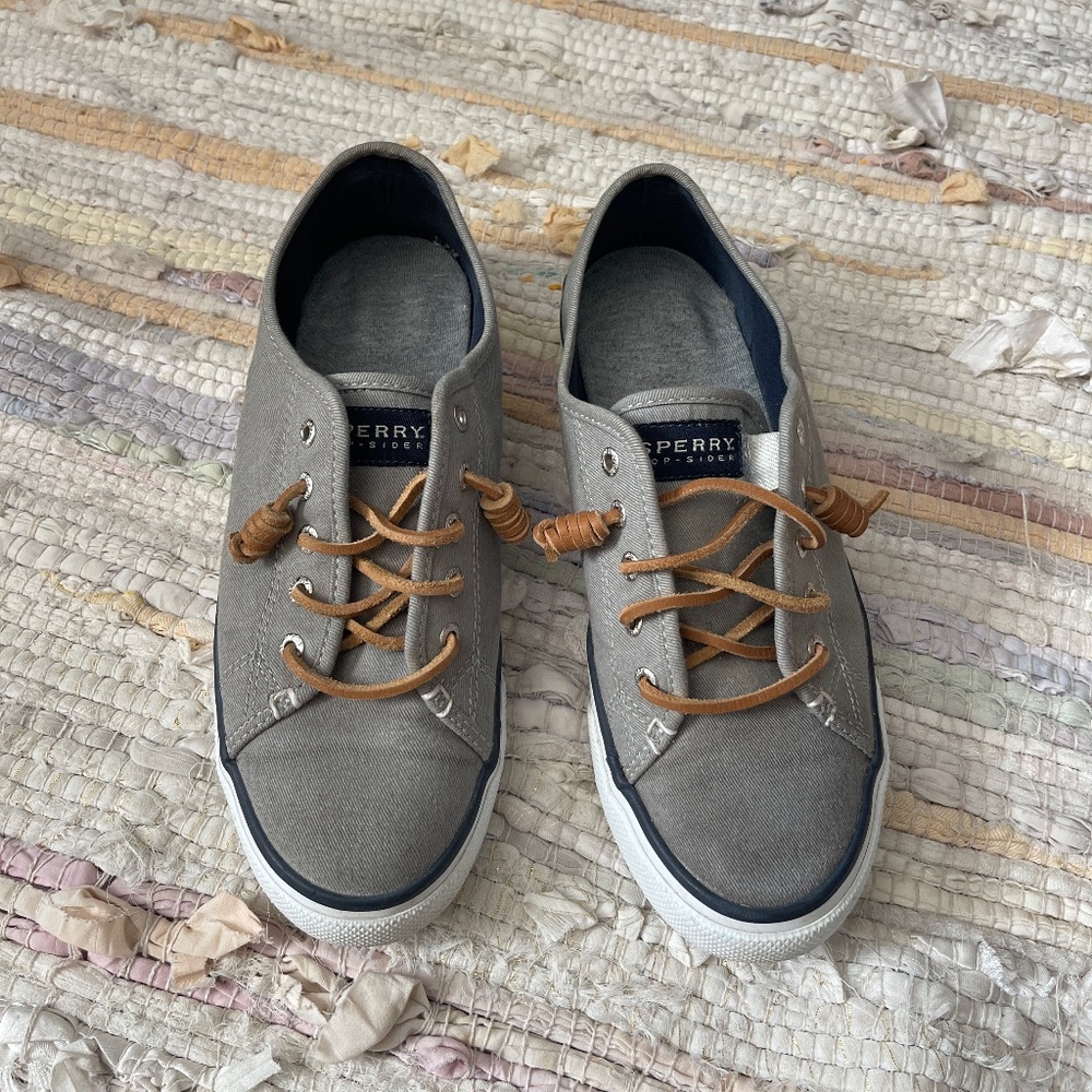 Women’s Sperry Top-Sider Gray Cloth Pier View Slip On Shoes - Picture 3 of 8